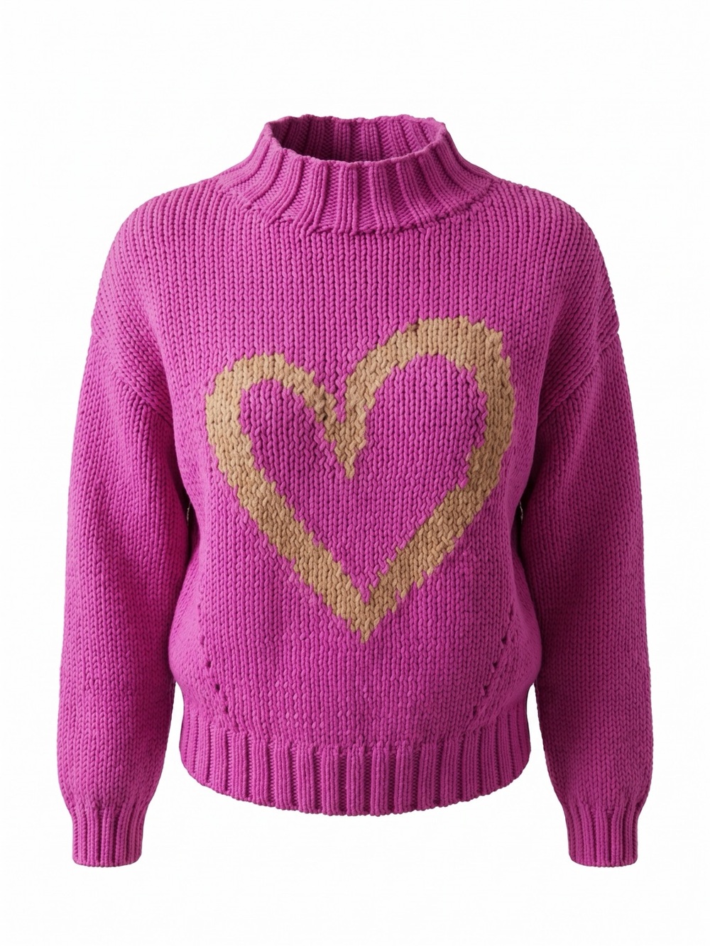 Maeve Anthropologie Lovestruck Heart Crewneck Pullover Sweater Hot Pink Small
